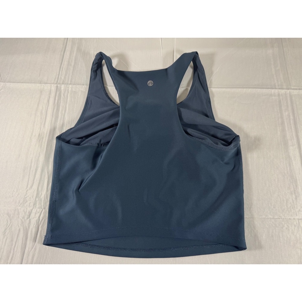 Apana Womens Racerback Active Tank Top with Built-in Shelf Bra Dark Teal Blue